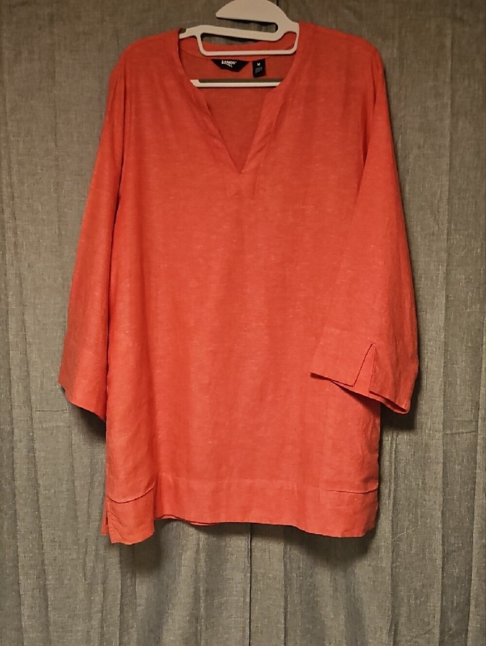 Lands' End Pink 3/4 Sleeve Tunic Top Medium Pockets